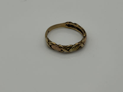 10k Black Hills Gold Vine Leaf Love Ring Wedding Band Anniversary Rose Gold
