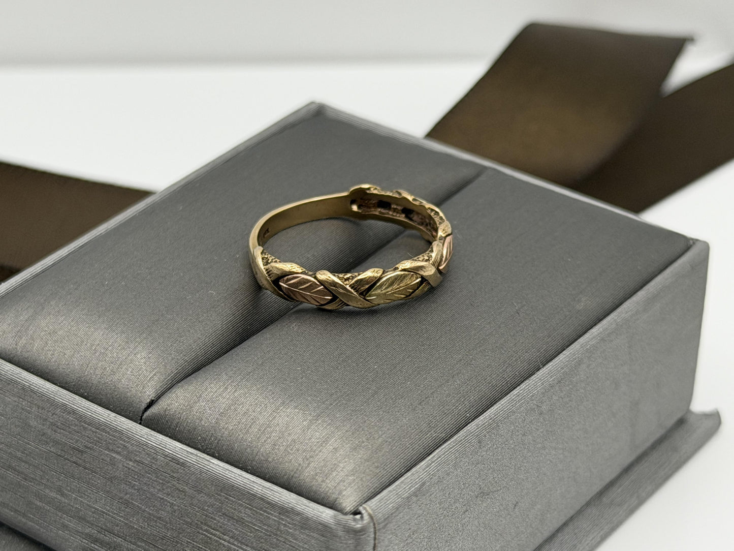 10k Black Hills Gold Vine Leaf Love Ring Wedding Band Anniversary Rose Gold