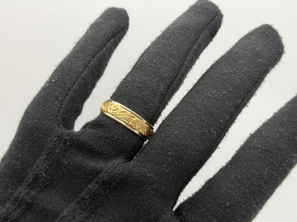 14k Solid Gold Mens Floral Wedding Ring by Frederick Goldman 7.2gr Band