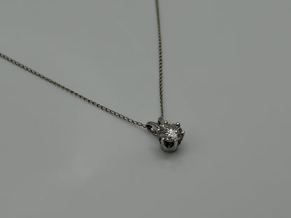 14k White Gold Solitaire 0.40ct  Diamond Necklace 20" Chain