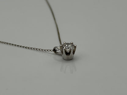 14k White Gold Solitaire 0.40ct  Diamond Necklace 20" Chain