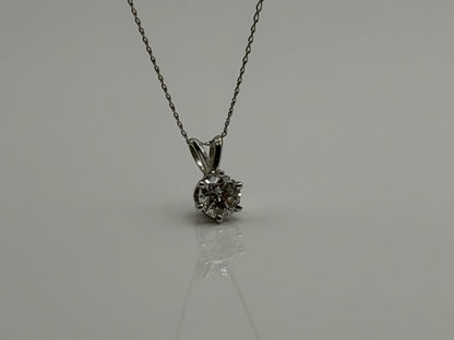 14k White Gold Solitaire 0.40ct  Diamond Necklace 20" Chain