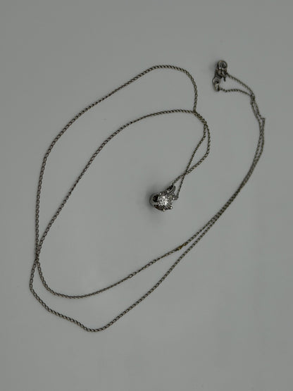 14k White Gold Solitaire 0.40ct  Diamond Necklace 20" Chain