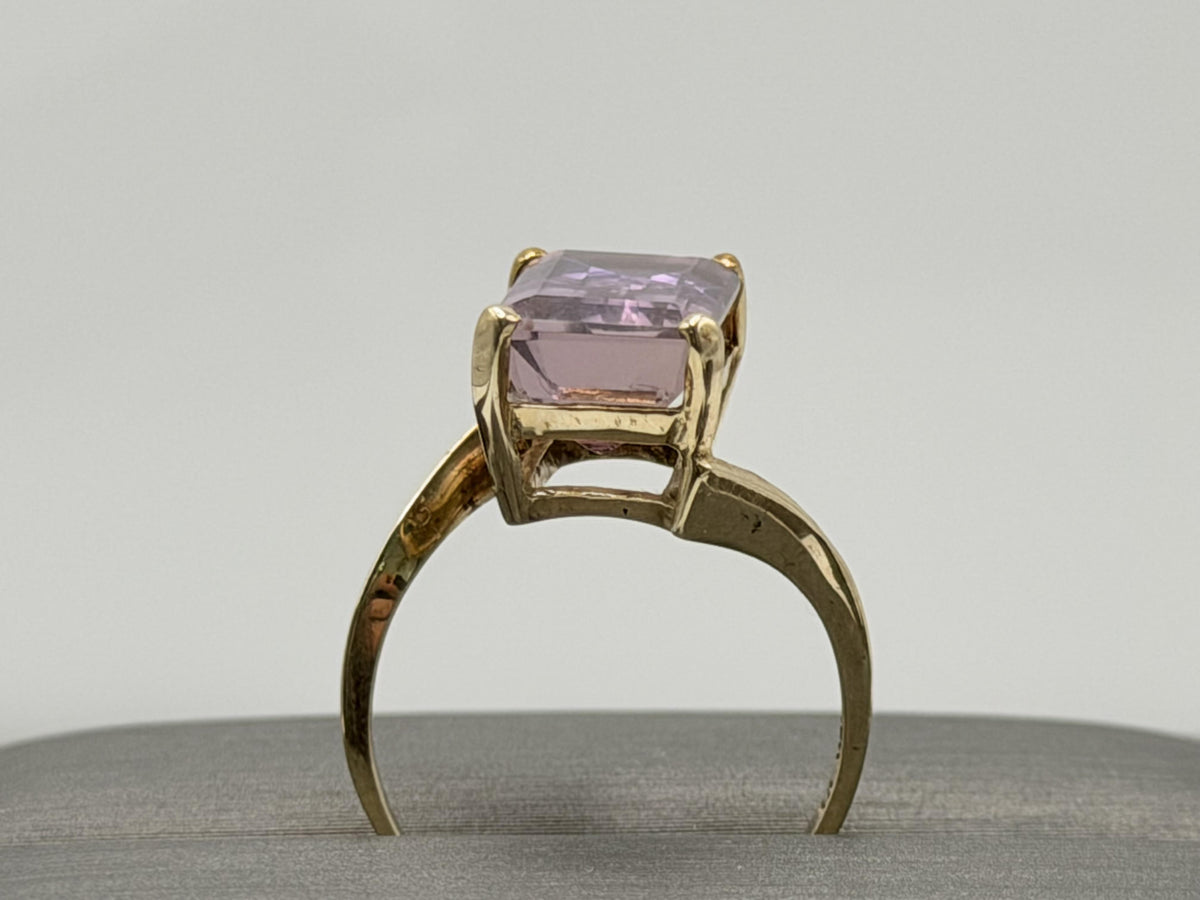 10k Vintage Emerald Cut Ametrine Ring Purple Yellow Cocktail Ring