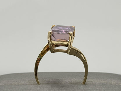 10k Vintage Emerald Cut Ametrine Ring Purple Yellow Cocktail Ring
