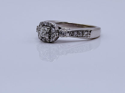 Vintage 14K White Gold Diamond Halo Engagement Ring