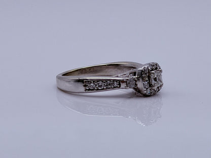 Vintage 14K White Gold Diamond Halo Engagement Ring