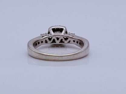 Vintage 14K White Gold Diamond Halo Engagement Ring