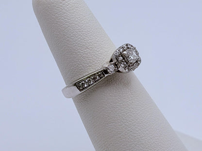 Vintage 14K White Gold Diamond Halo Engagement Ring