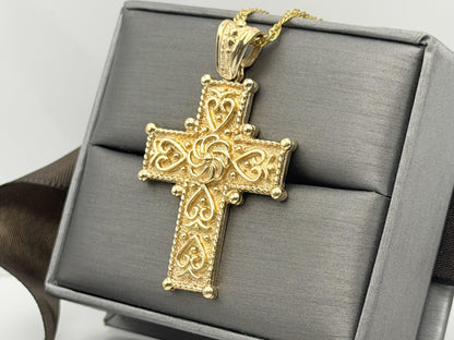 14k Yellow Gold Ross Simons Crucifix Vintage Yellow Gold Ornate Cross Pendant