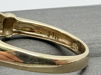 Vintage 14K Yellow Gold Citrine Ring, Large Rectangular Citrine Statement Ring