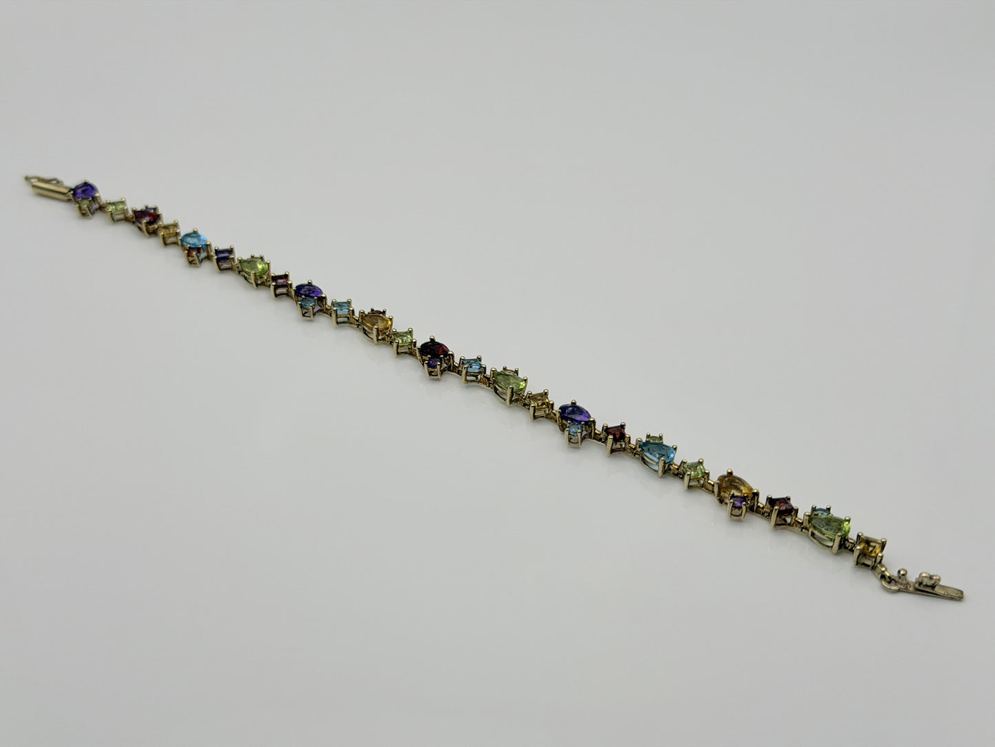 10k Yellow Gold Multi-Stone Tennis Bracelet 7"