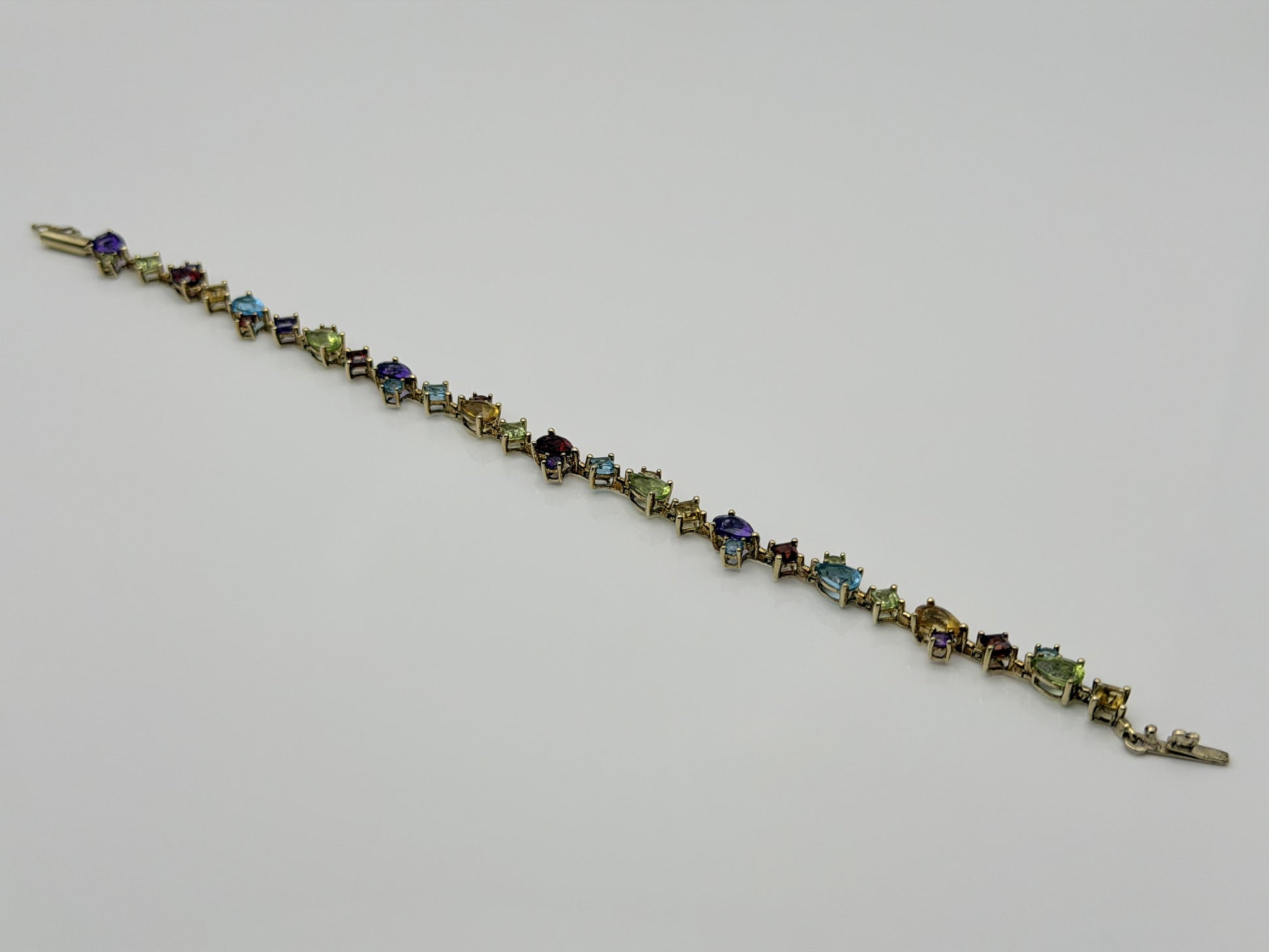 10k Yellow Gold Multi-Stone Tennis Bracelet 7"