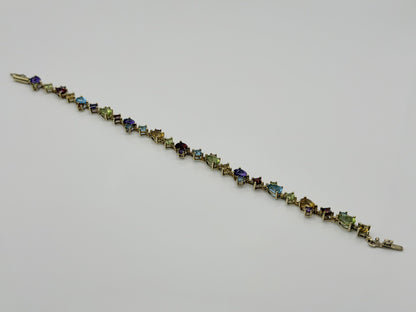 10k Yellow Gold Multi-Stone Tennis Bracelet 7"