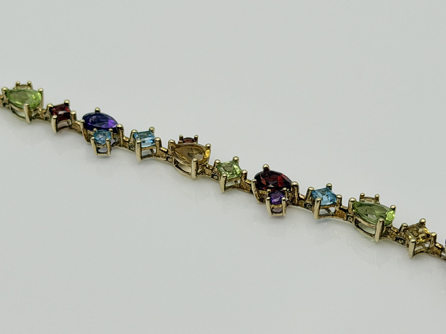 10k Yellow Gold Multi-Stone Tennis Bracelet 7"