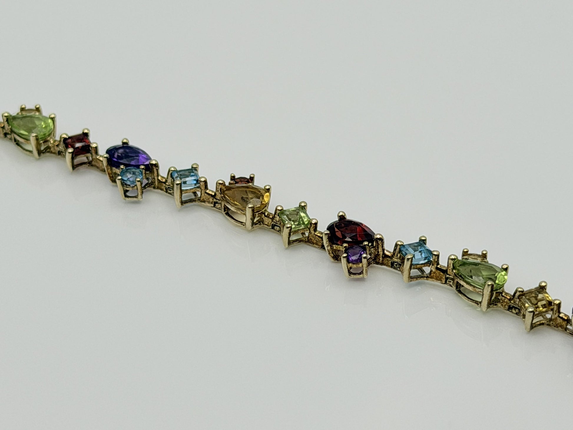 10k Yellow Gold Multi-Stone Tennis Bracelet 7"