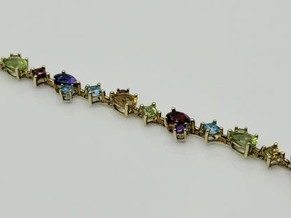 10k Yellow Gold Multi-Stone Tennis Bracelet 7"
