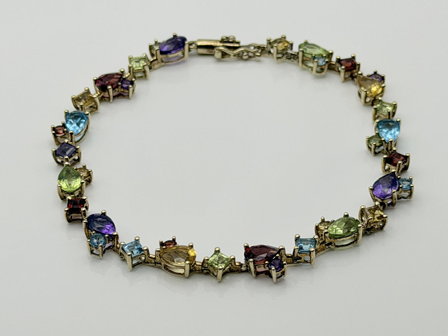 10k Yellow Gold Multi-Stone Tennis Bracelet 7"
