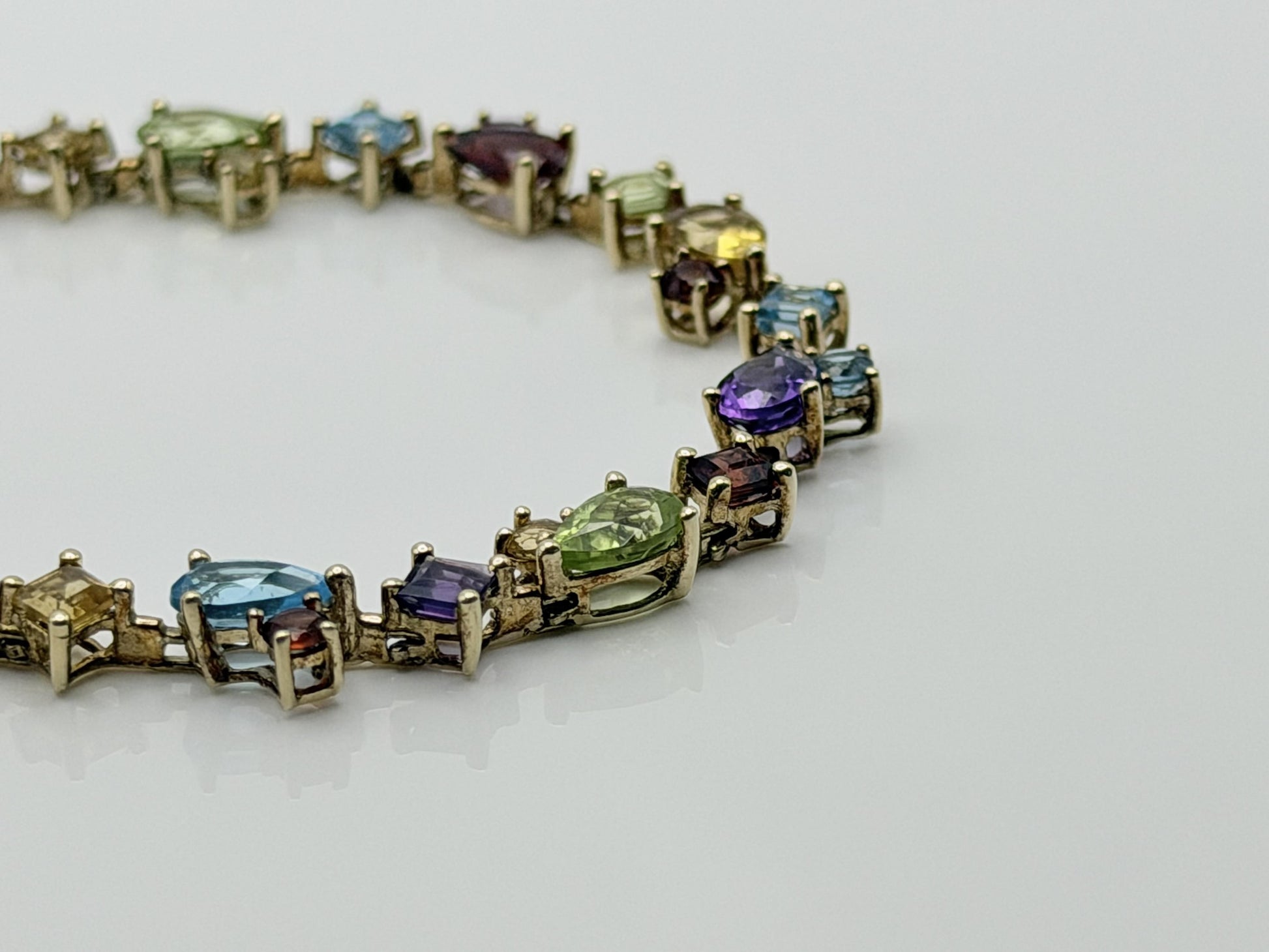 10k Yellow Gold Multi-Stone Tennis Bracelet 7"
