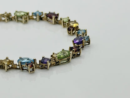10k Yellow Gold Multi-Stone Tennis Bracelet 7"