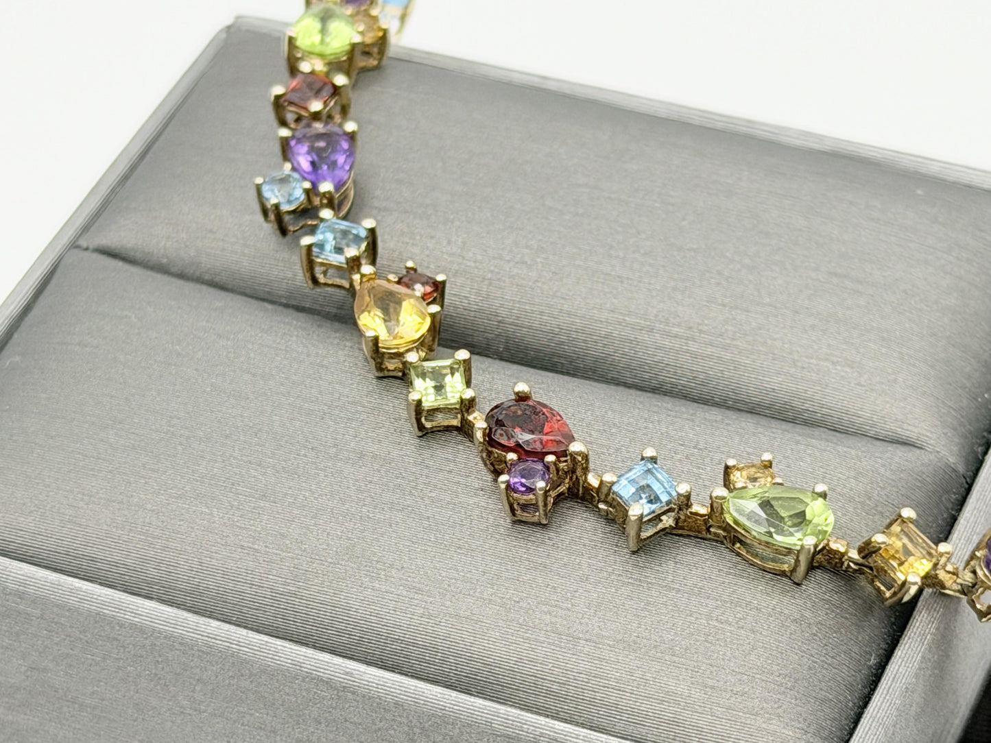 10k Yellow Gold Multi-Stone Tennis Bracelet 7"