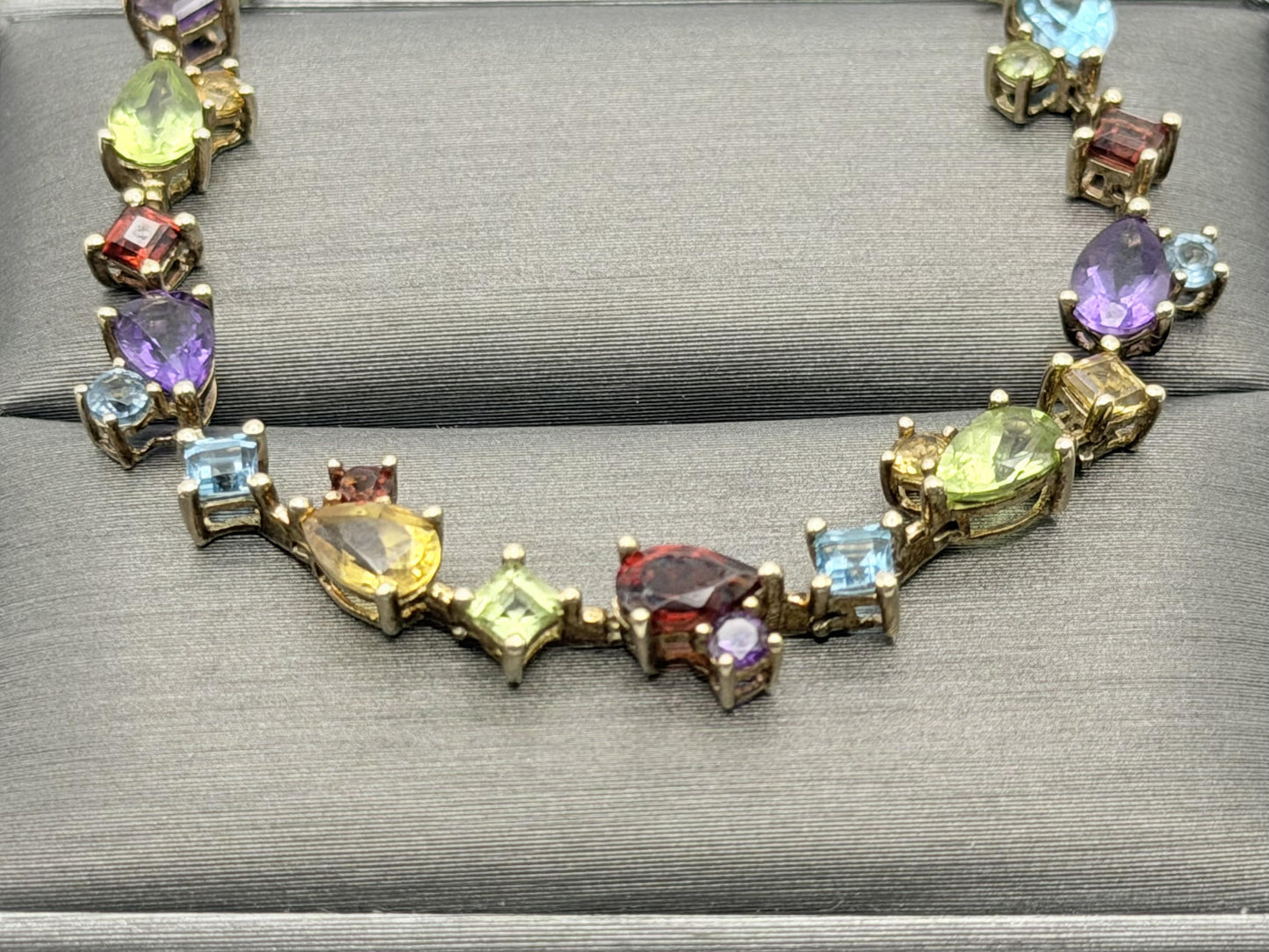 10k Yellow Gold Multi-Stone Tennis Bracelet 7"