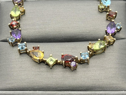 10k Yellow Gold Multi-Stone Tennis Bracelet 7"