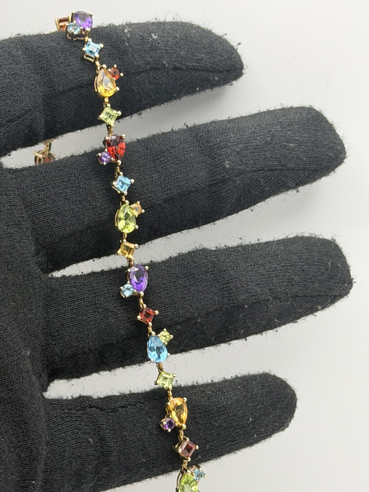 10k Yellow Gold Multi-Stone Tennis Bracelet 7"