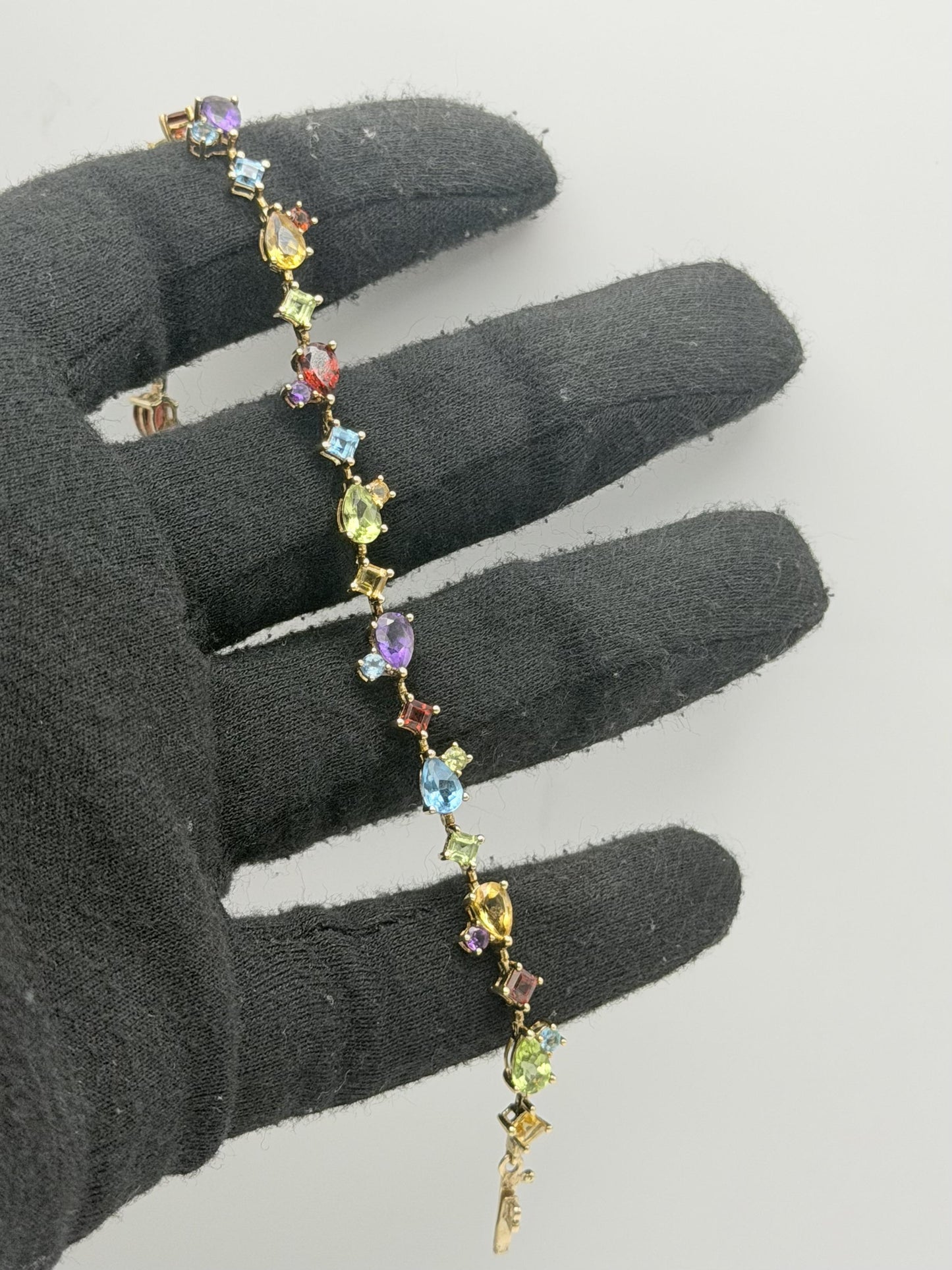 10k Yellow Gold Multi-Stone Tennis Bracelet 7"