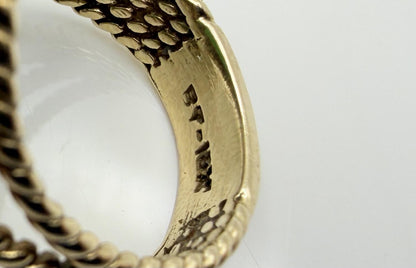 10k Yellow Gold Green Onyx Filigree Cocktail Ring. Ornate Oval Statement Ring.