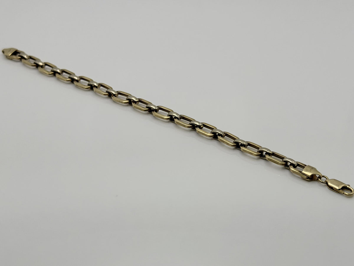Vintage 14K Yellow Gold Paperclip Link Bracelet, 7 Inch Wide Gold Bracelet