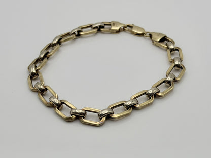 Vintage 14K Yellow Gold Paperclip Link Bracelet, 7 Inch Wide Gold Bracelet