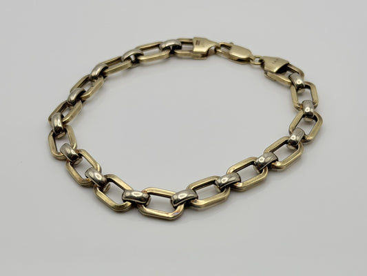 Vintage 14K Yellow Gold Paperclip Link Bracelet, 7 Inch Wide Gold Bracelet