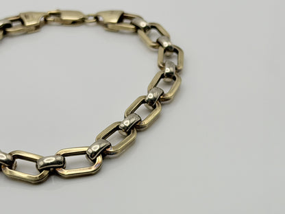 Vintage 14K Yellow Gold Paperclip Link Bracelet, 7 Inch Wide Gold Bracelet