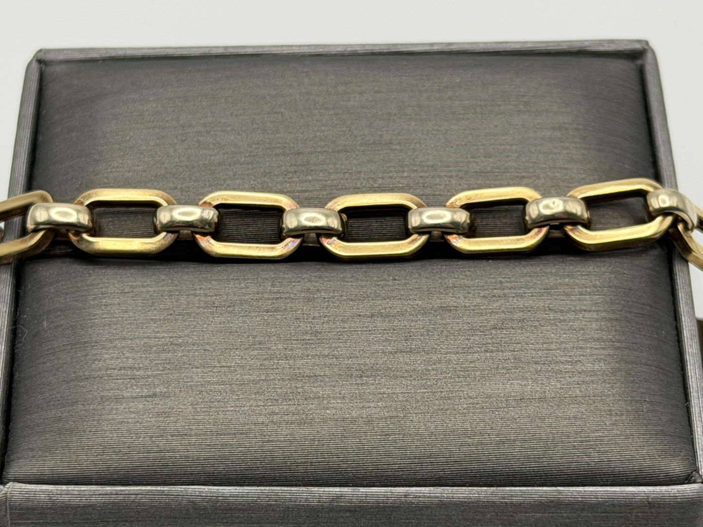 Vintage 14K Yellow Gold Paperclip Link Bracelet, 7 Inch Wide Gold Bracelet
