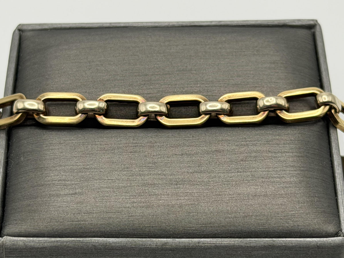 Vintage 14K Yellow Gold Paperclip Link Bracelet, 7 Inch Wide Gold Bracelet