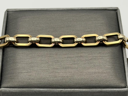 Vintage 14K Yellow Gold Paperclip Link Bracelet, 7 Inch Wide Gold Bracelet