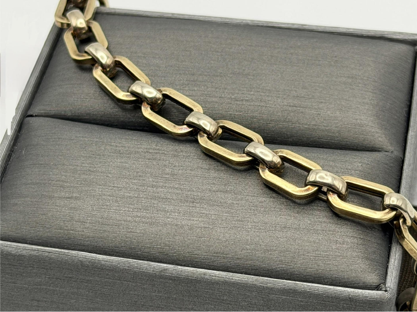 Vintage 14K Yellow Gold Paperclip Link Bracelet, 7 Inch Wide Gold Bracelet