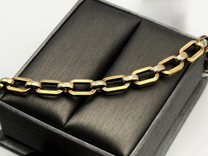 Vintage 14K Yellow Gold Paperclip Link Bracelet, 7 Inch Wide Gold Bracelet