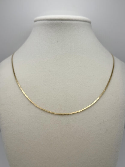 14K Yellow Gold Box Chain Necklace 18 Inch Solid Gold Chain