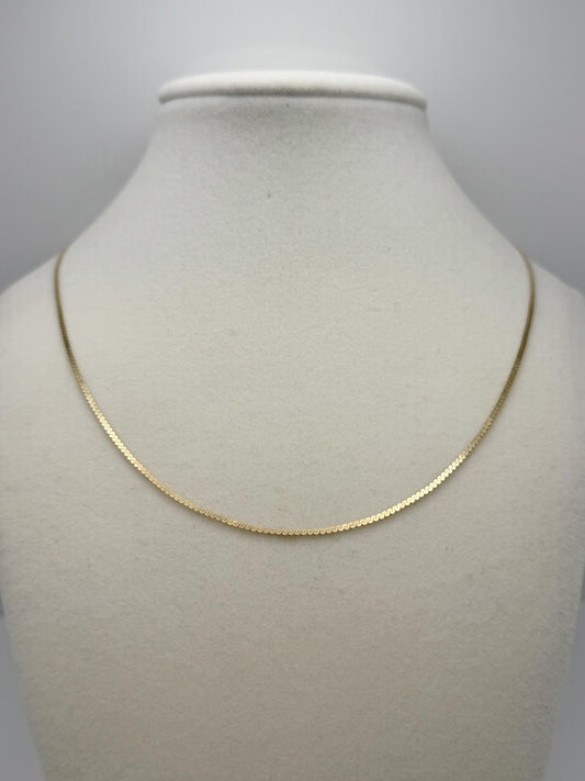 14K Yellow Gold Box Chain Necklace 18 Inch Solid Gold Chain