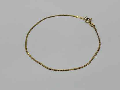 14K Yellow Gold Dainty Chain Bracelet, Minimalist Fine Gold Bracelet 7 Inch