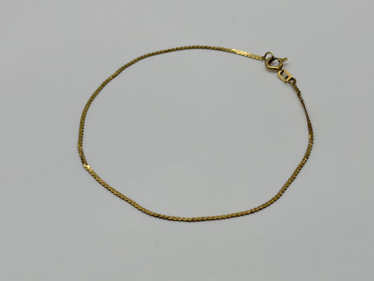 14K Yellow Gold Dainty Chain Bracelet, Minimalist Fine Gold Bracelet 7 Inch