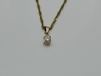 Vintage 14K Yellow Gold Pearl Pendant.Petite Pearl Drop Charm.