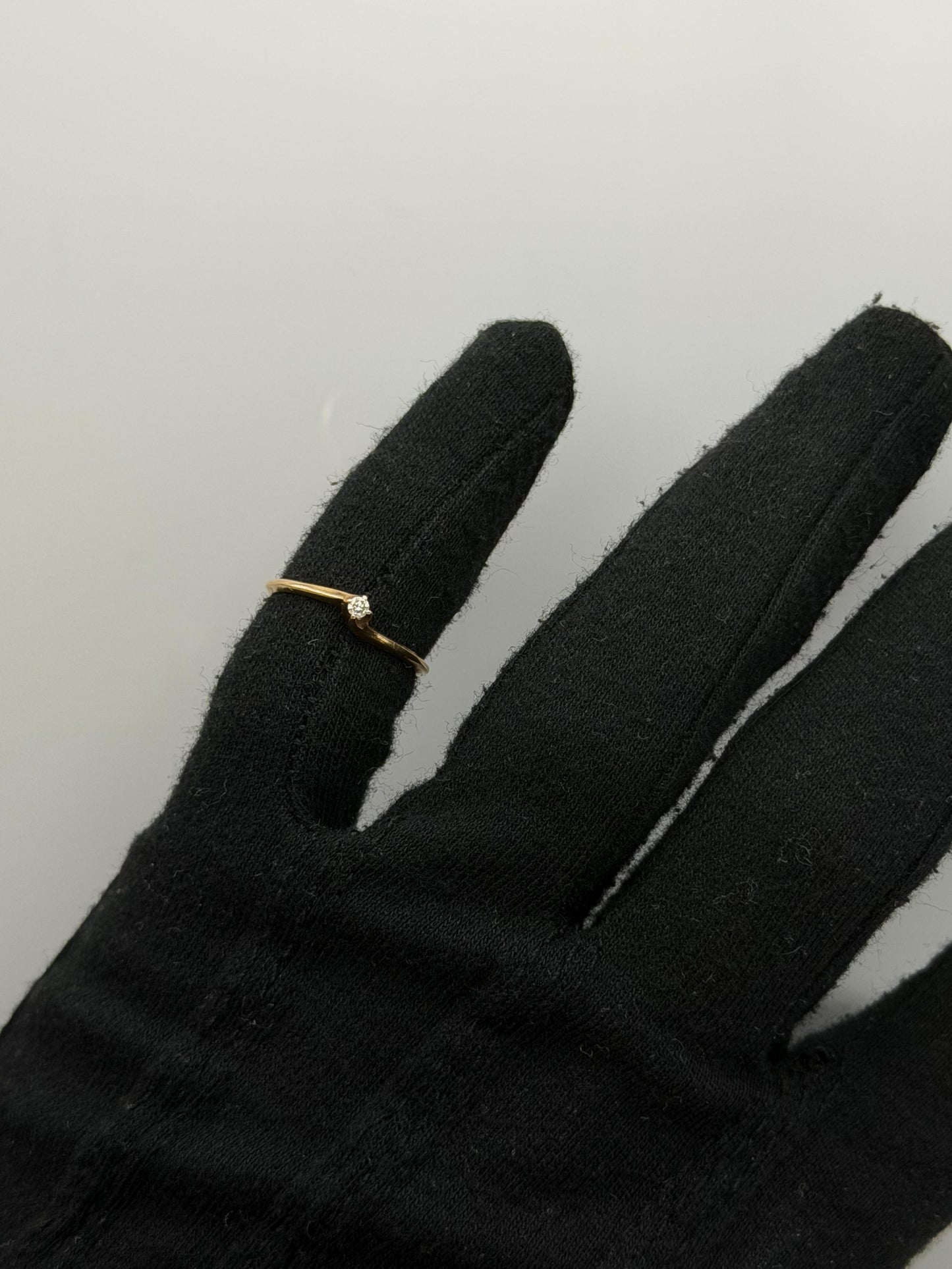 Vintage 10K Yellow Gold Diamond Bypass Ring, Dainty Solitaire Ring.Promise Ring