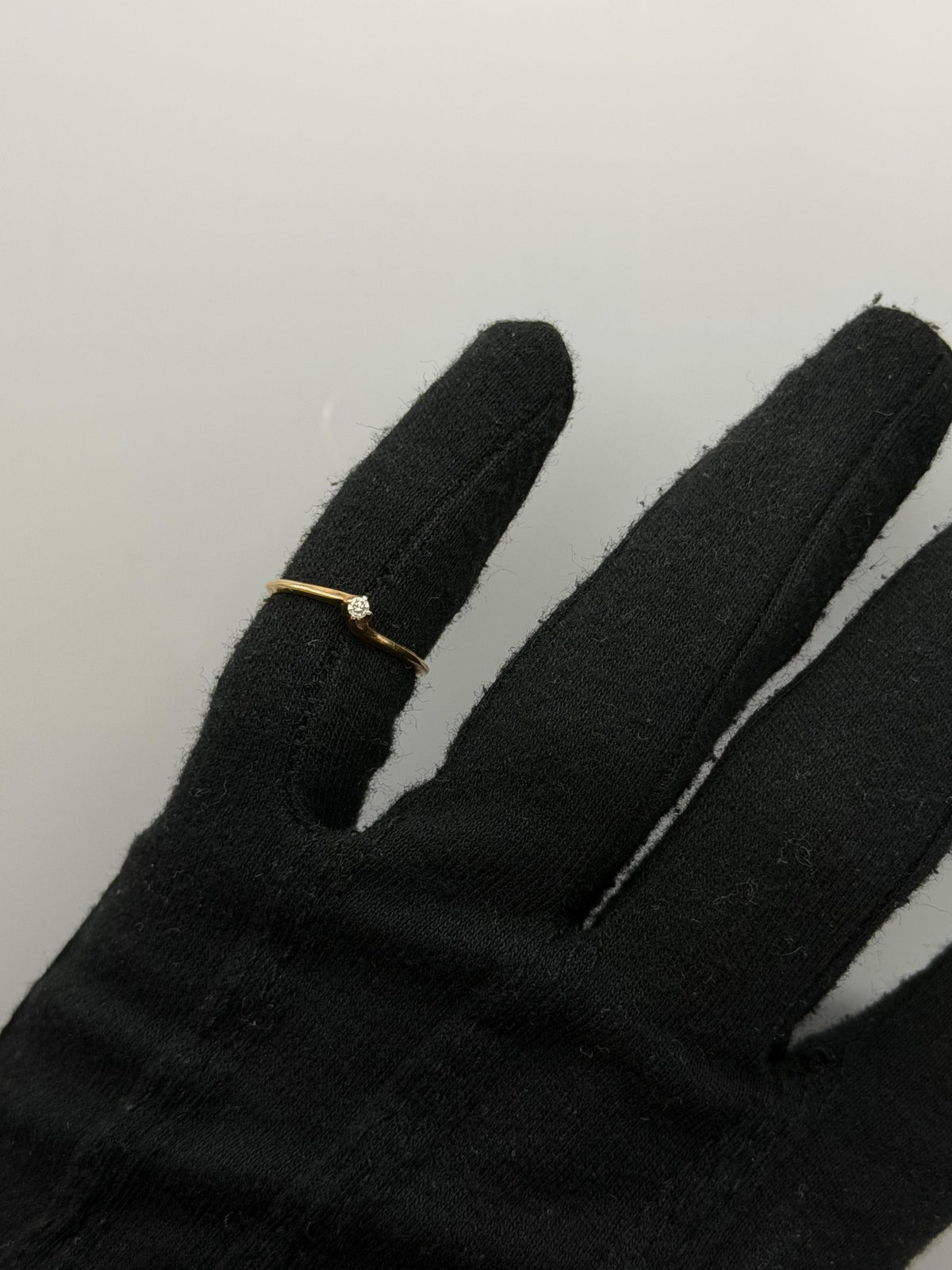 Vintage 10K Yellow Gold Diamond Bypass Ring, Dainty Solitaire Ring.Promise Ring