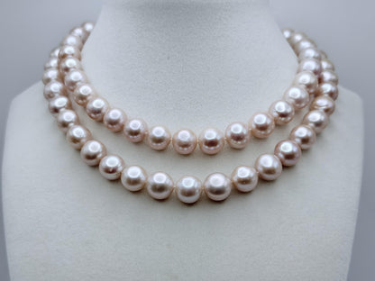 Vintage Cultured Pink Pearl 10-11mm Pearl Necklace with 14k white gold clasp 30"