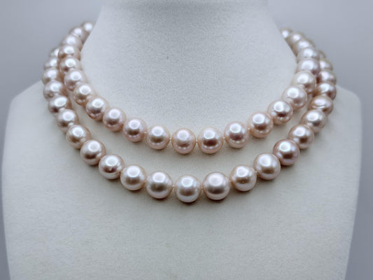 Vintage Cultured Pink Pearl 10-11mm Pearl Necklace with 14k white gold clasp 30"