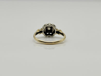 Vintage 14K Two-Tone Gold Diamond Ring.Ornate Estate Statement Ring.