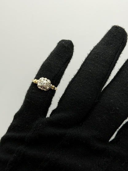 Vintage 14K Two-Tone Gold Diamond Ring.Ornate Estate Statement Ring.
